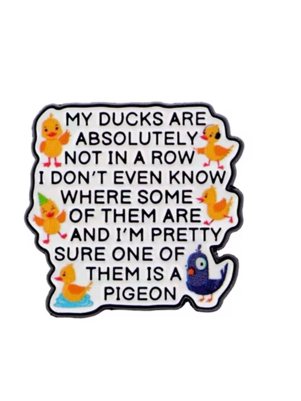 Funny Ducks and Pigeon Decorative Pin - White and Yellow